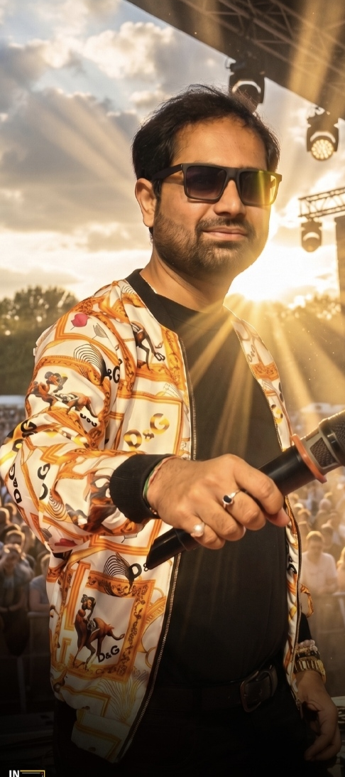 Aviraaj Hingu performing live with a microphone